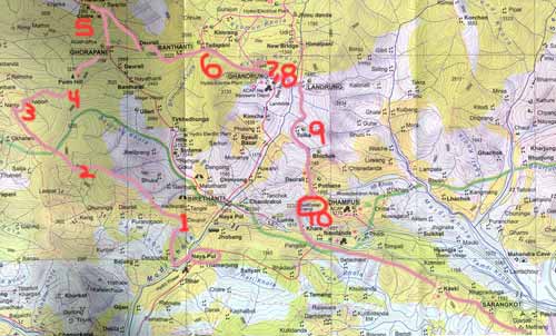 Click to enlarge map of the trek.