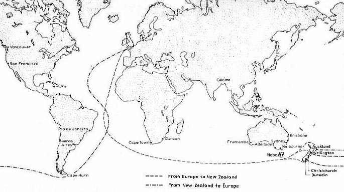 Shipping routes to and from NZ