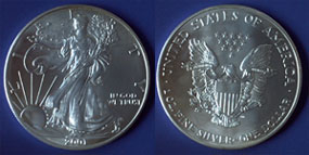 an American 1oz Silver Eagle Dollar
