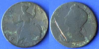 George II 1755 copper penny