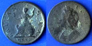 1742 copper halfpenny, George II
