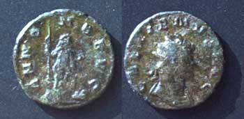 Roman coin Gallienus (253-268) antoninianus double denarius with reverse ANNONAAVG