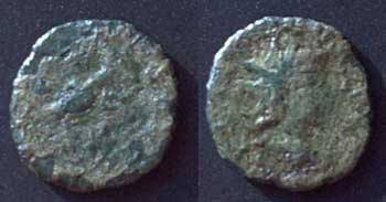 bronze antoninianus. Probably a barbarous copy of a bronze antoninianus of the Gallic usurper Tetricus II, who ruled with his father from AD 270-273.