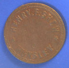 Trade token of Henry F Shew of Munsley