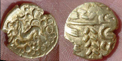 Gold stater struck by the Corieltauvi tribe c.55-45 BC