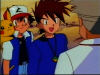 I can't tell whether Ash is staring at Professor Oak or Gary, though I wouldn't be suprised with either.