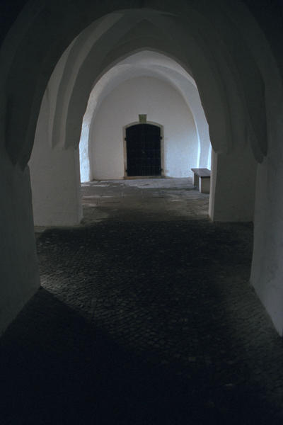 A memorial in the old underground crypt