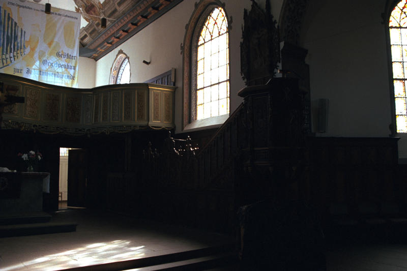 Pulpit area inside the Lutheran Church