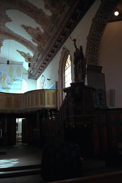 Pulpit area inside the Lutheran Church
