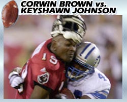 Corwin Brown Pops Keyshawn Johnson.&nbsp; What a play!