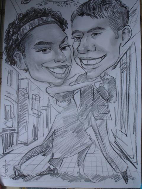 This is a caricature we had done while we were at an art fair in San Telmo.
