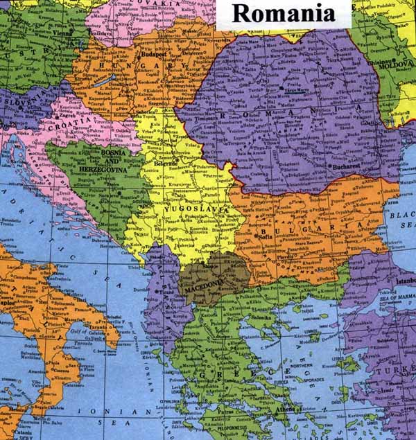 [map of central Europe with Romania - click for larger size]