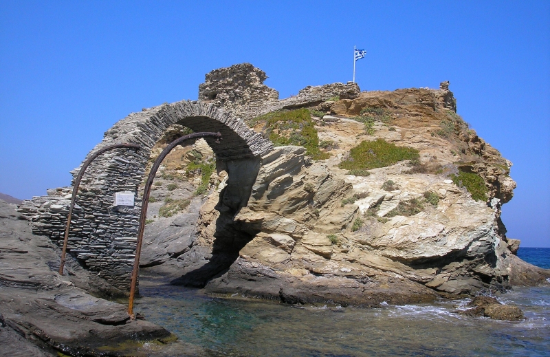 Cliff with a sea coast at Andros