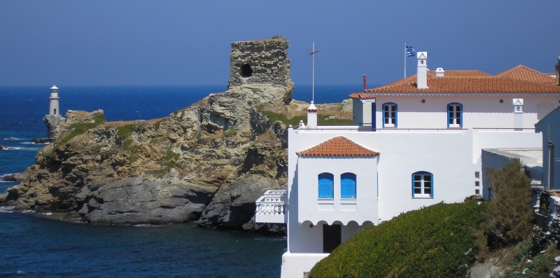Cliff with a sea coast at Andros