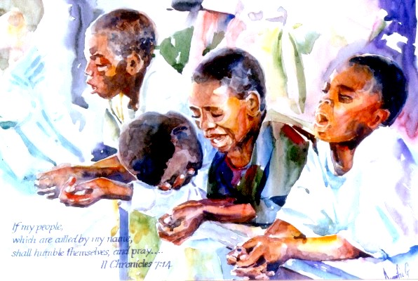 Boys praying