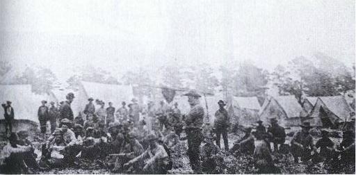 Members of Ninth Mississippi Infantry Regiment, in Penasacola; photograph by J.D. Edwards.  From The Civil War: Fort Sumter to Gettysburg, William C. Davis & Bell I. Wiley, Black Dog & Leventhal Publishers, NY, 1998. p. 679; Louisiana Historical Association, Special Collections Division, Tulane University Library, New Orleans.