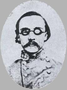 Brigadier General Adam Rankin 'Stovepipe' Johnson, 1834-1922.  Indian fighter, Texas surveyer, and businessman before the war.  Captured a Union force at Newburgh, Indiana, in the summer of 1862, using a stovepipe mounted on a wagon to mimic a cannon.  Led a brigade in Morgan's Ohio Raid the following year.  Accidentally shot by his own men in August 1864, permanently blinding him in both eyes.  After the war he was a successful businessman, founded the town of Marble Falls, Texas.  One of the last five living Confederate generals.  Image:  Touched By Fire, William C. Davis, Ed., Black Dog & Leventhal Publishers, NY, 1997,  p. 558.  Bio:  Generals At Rest, Richard & James Owen, White Mane Publishing Co., Shippensburg, PA, 1997, p. 241.