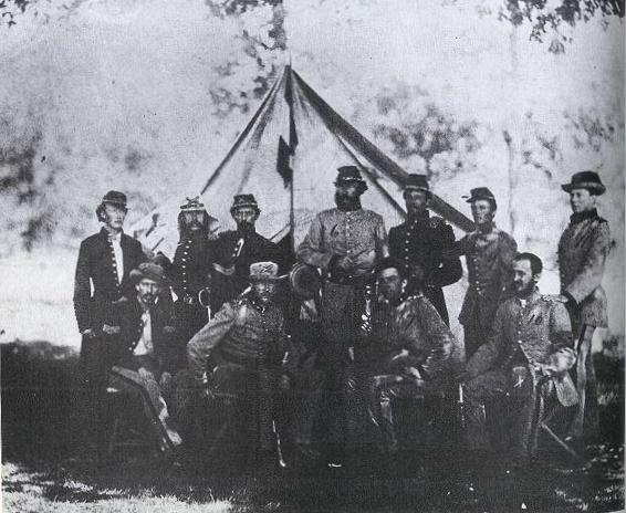 Officers and men of Captain A.M. Rutledge's Tennessee battery, photographed July 4, 1861.  They will perform important service at Shiloh. From The Civil War: Fort Sumter to Gettysburg, William C. Davis & Bell I. Wiley, Black Dog & Leventhal Publishers, NY, 1998. p. 304 (Tennessee Historical Society)