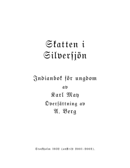 titelblad till Karl Mays ungdomsbok Skatten i Silversjön