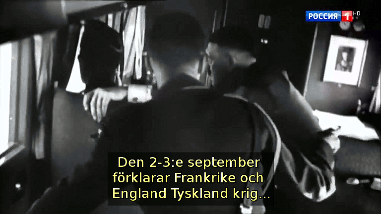 Den 2-3:e september förklarar Frankrike och England Tyskland krig... (Bild ur filmen «Det stora okända kriget»)