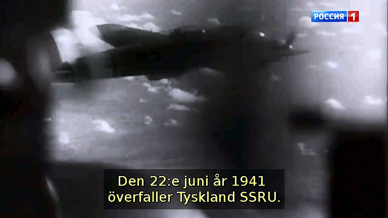 Den 22:e juni år 1941 överfaller Tyskland SSRU. (Bild ur filmen «Det stora okända kriget»)