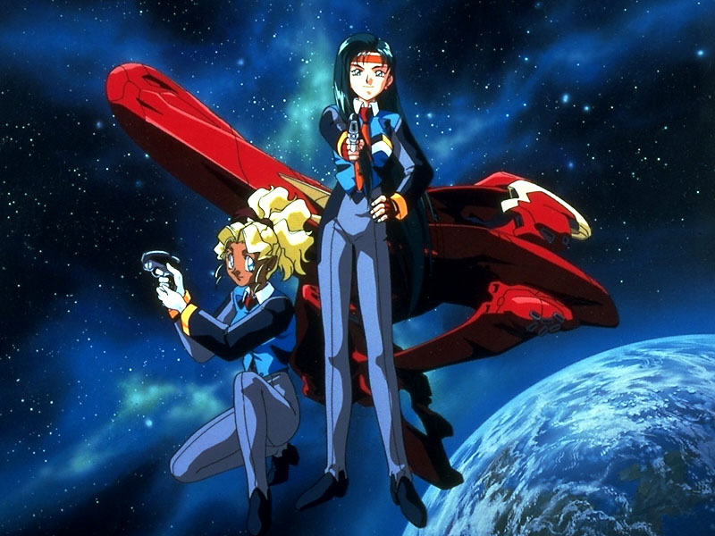 Mihoshi and Kyone from Tenchi Muyo!&nbsp; Stop, license and registration!&nbsp; *Bang*