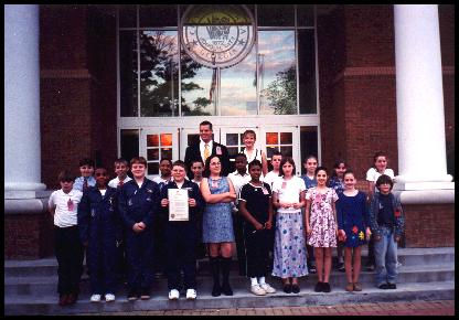 STS-1 Team on the steps of the Smyrna Courthouse