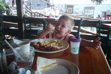 Tyler eating breakfast at Scully's