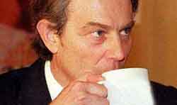 Tony Blair drinks tea