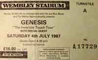 Genesis tour ticket - 1987