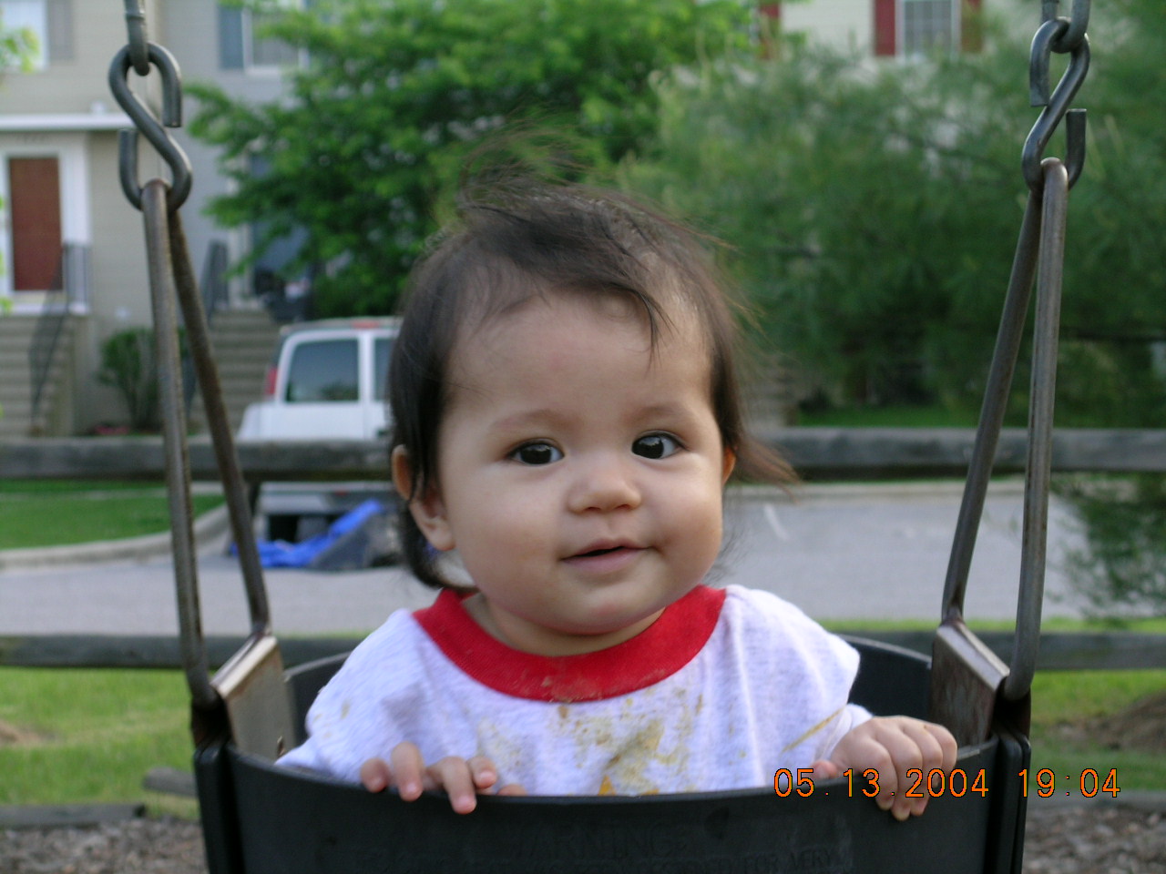 At the swings...