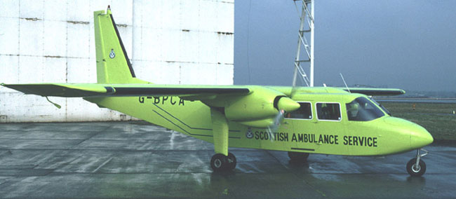 Scottish Air Ambulance Islander at its Glasgow Base
