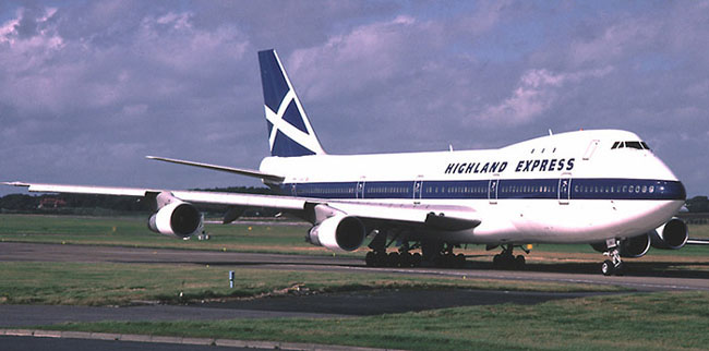 Highland Express B747-100  G-HIHO  'Highlander' taxying for a runway 31 departure at Prestwick