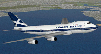 Highland Express 747-100 over New York
