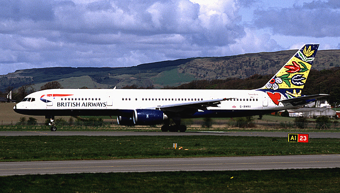 British Airways 757-200 in 'Blomsterang' colours at Glasgow 