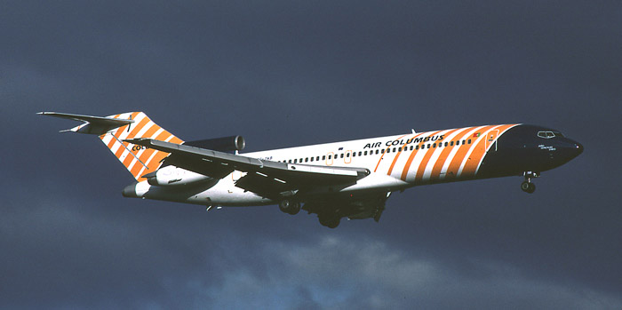 Air Columbus B727-200 landing at Glasgow