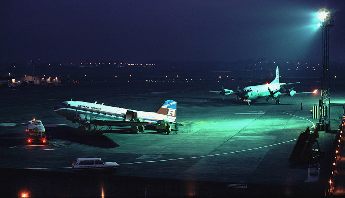 A misty November evening at Prestwick Airport in the late 'seventies