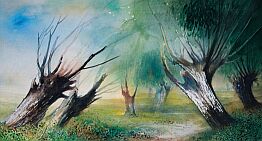 Landscape with willows - watercolour/Pejzaz z wierzbami - akwarela
