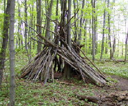 Teepee encountered on the Bruce Trail this week, with Trilliums all around