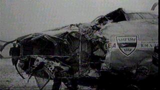 The plane the team were on, shortly after it crashed