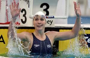 Giaan Rooney celebrates her win in the 100m backstroke PHOTO (c): Swimming Australia website