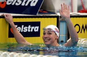 Giaan Rooney celebrates her win in the 50m backstroke PHOTO (c): Swimming Australia website