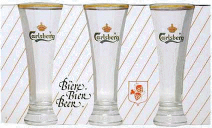 Beer Glass Durobor with Carlsberg Emblem 3 pcs.jpg (24584 bytes)