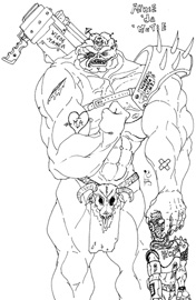 Drawn in pen