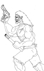 Drawn in pen