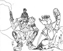 Drawn in pen