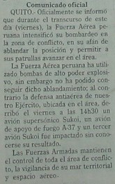 Comunicado Oficial del Comando Conjunto de las FF.AA. del Ecuador