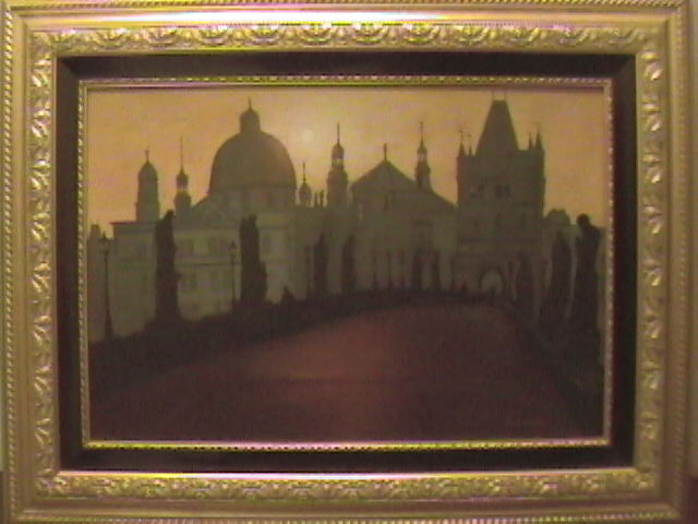 This is a painting done by one of the studends. "Sunrice over Prague"
