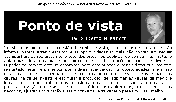 Ponto de Vista por Gilberto Grasnoff