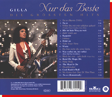 GILLA, Nur Das Beste: Die Groessten Hits (2000), back cover